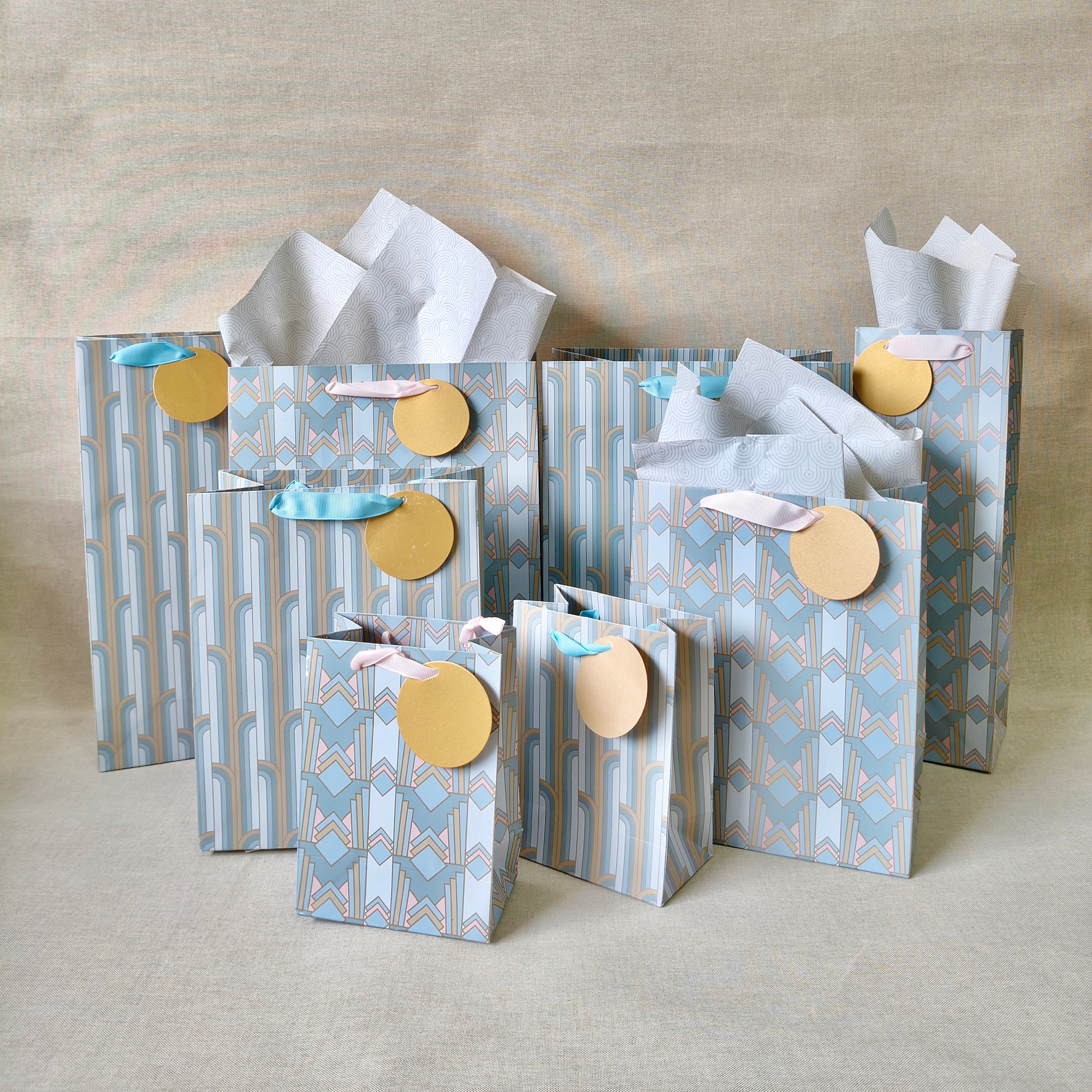 Gilded Era Blue Bottle Bags with Tissues