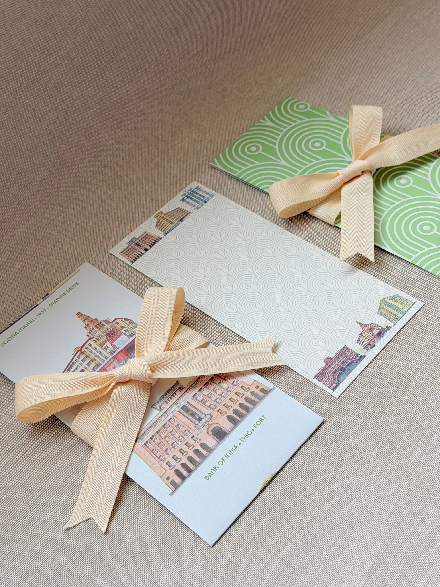 Bombay Deco Ribbon Envelopes with Notecards