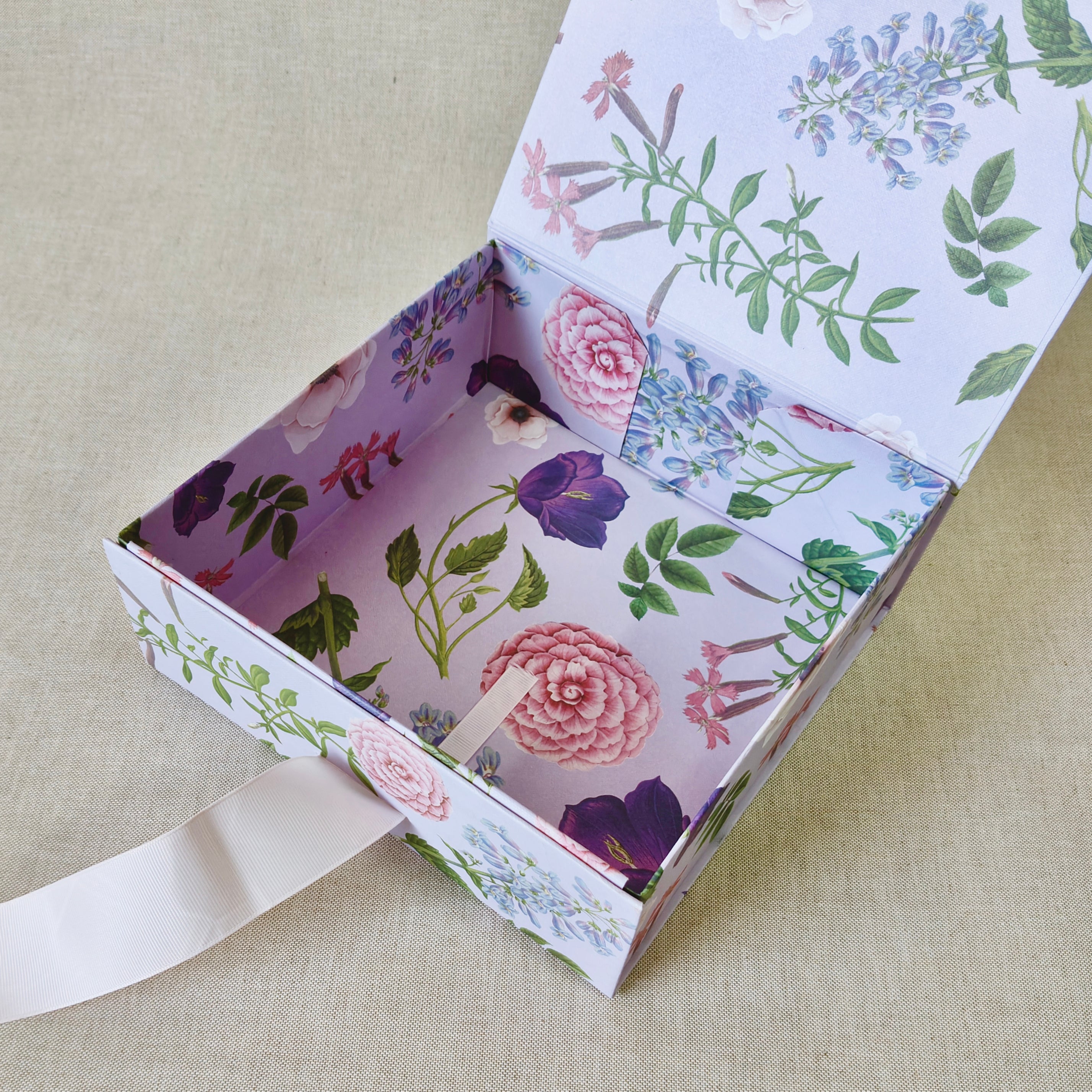 Violet Collapsible Box with Ribbon