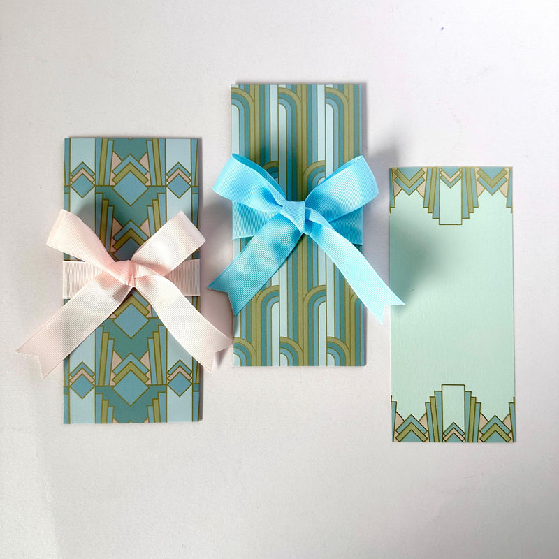 Gilded Blue Ribbon Envelopes with Notecards