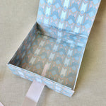 Gilded Era Blue Collapsible Box with Ribbon