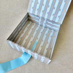 Gilded Era Blue Stripes Collapsible Box with Ribbon